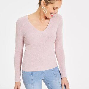 Women's V-Neck Metallic Sweater